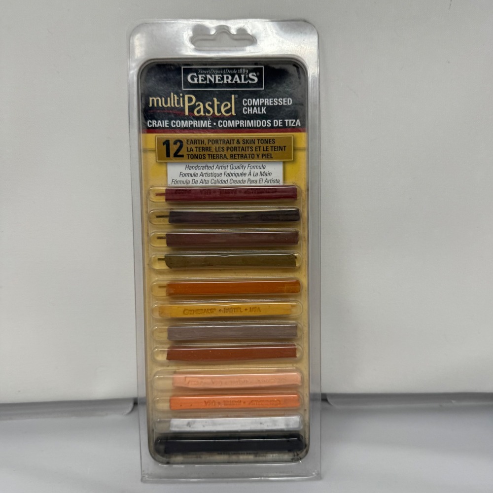 General's Multi Pastel Compressed Chalk Sticks 12 Pack Brand New Sealed